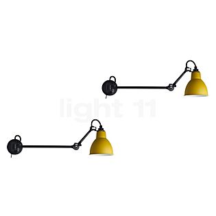 DCW Lampe Gras No 204, set de 2 negro/amarillo - 40 cm - con botón