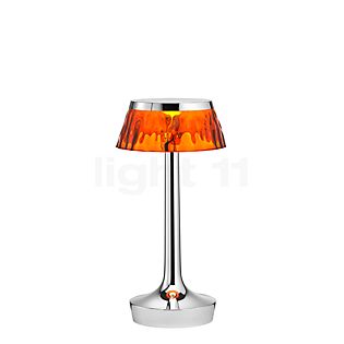 Flos Bon Jour Unplugged Lampe rechargeable LED corps chrome brillant/couronner ambre