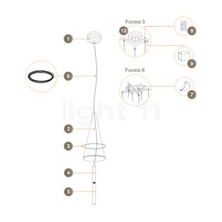 Flos Ersatzteile für Fucsia 1, 3, 8, 12 Teil Nr. 2: Diffusor, komplett