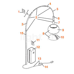 Flos Pezzi di ricambio per Arco Pezzo n°1: rullini (tubicini) e viti