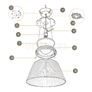 Flos Fassung für Romeo Soft S2 - Ersatzteil No. 4, portalampada, cavo incluso