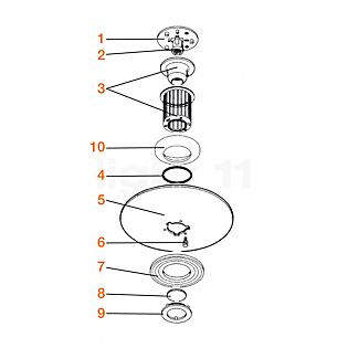 Flos Spare parts for Moni Del nr. 5b: Moni 2 Reflektor hvid