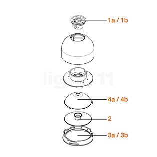 Flos Spare parts for Wan wall-/ceiling light Part no. 2: protective glass, complete , discontinued product