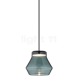 Helestra Fou, lámpara de suspensión LED negro mate/vidrio gris - ø11 cm