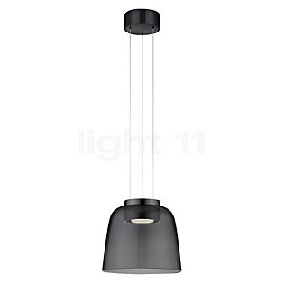 Helestra Oda, lámpara de suspensión LED negrocromo - con vidrio