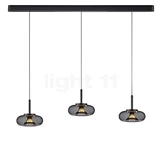 Helestra Sica, lámpara de suspensión LED 3 focos negro/dorado - 22 cm