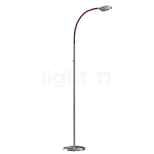 Holtkötter Flex S, lámpara de pie LED aluminio/rojo