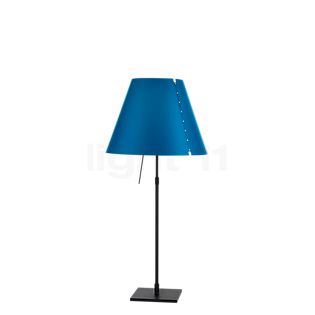 Luceplan Costanza Lampe de table abat-jour bleu pétrole/châssis noir - télescope - avec variateur