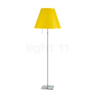Luceplan Costanza, lámpara de pie pantalla amarillo canario/marco aluminio - telescopio - con botón - ø40 cm