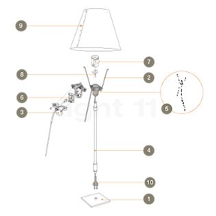 Luceplan Kleinteile für Costanza Tavolo/Terra/Sospensione - Ersatzteil Nr. 8, Kleinteile