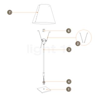 Luceplan Stäbchen für Costanzina Tavolo - Ersatzteil No. 2d, rods for lamp shade - iron (2 pieces) , Warehouse sale, as new, original packaging