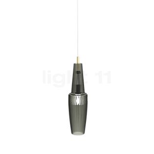Mawa Gangkofner Pisa, lámpara de suspensión cristal ahumado, cable blanco/latón