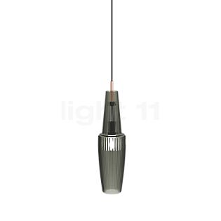 Mawa Gangkofner Pisa, lámpara de suspensión cristal ahumado, cable negro/rosa