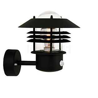 Nordlux Vejers, lámpara de pared con sensor de movimiento negro