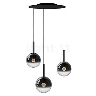 Occhio Luna Sospeso Cloud 3 Fix 270 Pendant Light LED head smoke/ceiling rose black matt - ø20 cm/ø20 cm/ø20 cm