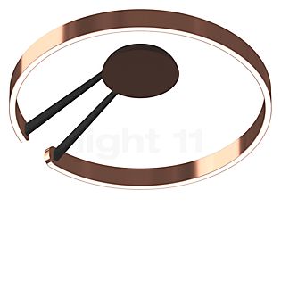 Occhio Mito Aura 60 Lusso Narrow Applique/Plafonnier LED tête or rose/corps noir mat/couverture ascot cuir marron - DALI