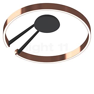 Occhio Mito Aura 60 Lusso Narrow Plafond-/Wandlamp LED kop rose goud/body zwart mat/afdekking ascot leder grijs - DALI