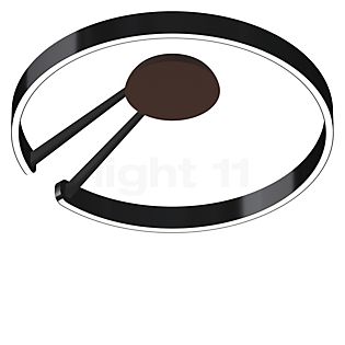 Occhio Mito Aura 60 Lusso Wide Applique/Plafonnier LED tête black phantom/corps noir mat/couverture ascot cuir marron - Occhio Air