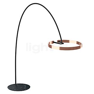 Occhio Mito Largo Lusso Lampadaire arc LED tête or rose/corps ascot cuir gris/pied noir marquina