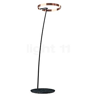 Occhio Mito Raggio Lusso Lampadaire arc LED tête or rose/corps ascot cuir gris/pied noir marquina