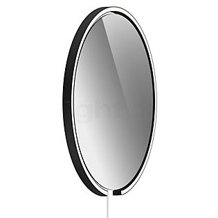 Occhio Mito Sfera Corda 60, espejo iluminado LED - gris tintado cabeza negro mate/cable weiß/enchufe Typ C - Occhio Air