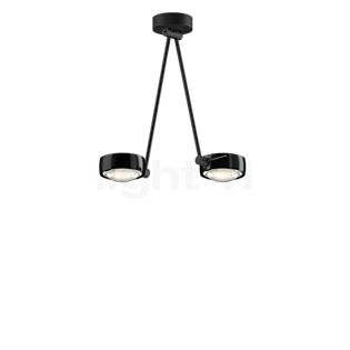 Occhio Sento Soffitto Due 40 Up E, lámpara de techo LED 2 focos cabeza black phantom/cuerpo negro mate/florón negro mate - 2.700 K - Occhio Air