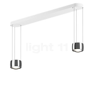 Occhio Sento Sospeso Due Fix D Hanglamp LED 2-lichts kop chroom glimmend/plafondkapje wit mat - 3.000 K - Occhio Air