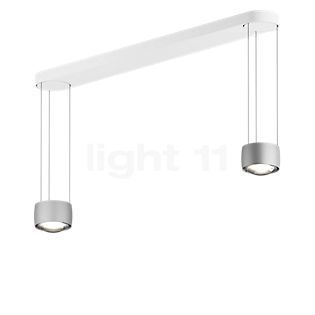 Occhio Sento Sospeso Due Fix E Hanglamp LED 2-lichts kop chroom mat/plafondkapje wit mat - 3.000 K - Occhio Air