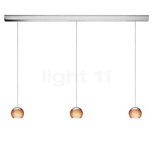 Oligo Balino Pendant Light 3 lamps LED - invisibly height adjustable lamp canopy aluminium brushed - head chrome matt/tobacco glossy