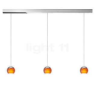 Oligo Balino Suspension 3 foyers LED - réglage en hauteur invisible cache-piton chrome - tête chrome brillant/orange brillant