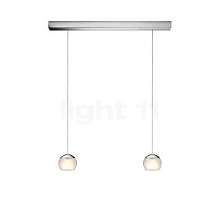 Oligo Balino, lámpara de suspensión 2 focos LED - altura ajustable de forma invisible florón aluminio - cabezal satinado
