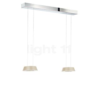 Oligo Glance Hanglamp LED 2-lichts - onzichtbaar in hoogte verstelbaar plafondkapje wit - afdekkap chroom - hoofd beige