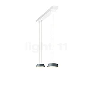 Oligo Glance Lampada a sospensione LED 2 fuochi - regolabile in altezza in modo invisibile rosone bianco - copertura bianco - testa grigio