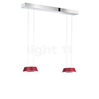 Oligo Glance Lampada a sospensione LED 2 fuochi - regolabile in altezza in modo invisibile rosone bianco - copertura cromo - testa rosso