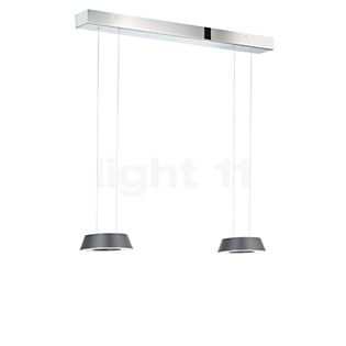 Oligo Glance Pendant Light LED 2 lamps - invisibly height adjustable Lamp Canopy white - cover chrome - head grey