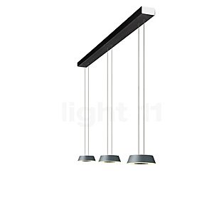 Oligo Glance Pendel LED 3-flammer - usynlig højdejusterbar loftsrosette hvid - cover sort - hoved grå