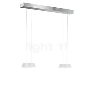 Oligo Glance Suspension LED 2 foyers - réglage en hauteur invisible cache-piton blanc - opercule aluminium - tête blanc