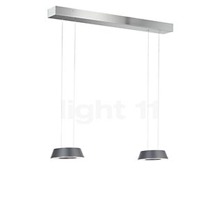 Oligo Glance Suspension LED 2 foyers - réglage en hauteur invisible cache-piton blanc - opercule aluminium - tête gris