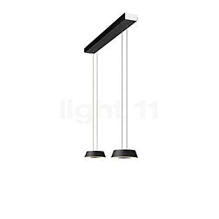 Oligo Glance Suspension LED 2 foyers - réglage en hauteur invisible cache-piton blanc - opercule noir - tête noir