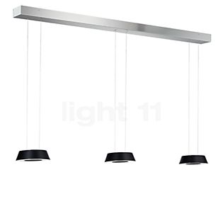 Oligo Glance Suspension LED 3 foyers - réglage en hauteur invisible cache-piton blanc - opercule aluminium - tête noir