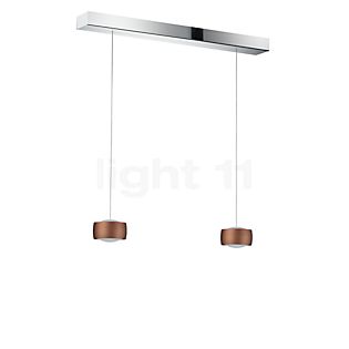 Oligo Grace Hanglamp LED 2-lichts - onzichtbaar in hoogte verstelbaar plafondkapje wit - afdekkap chroom - hoofd bruin