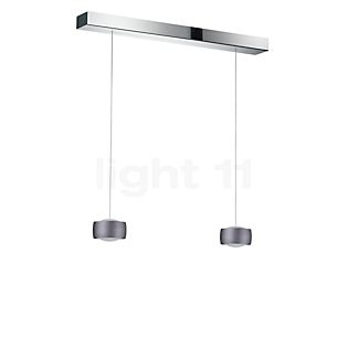 Oligo Grace Hanglamp LED 2-lichts - onzichtbaar in hoogte verstelbaar plafondkapje zwart - afdekkap chroom - hoofd grijs