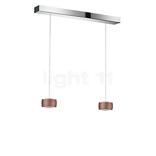 Oligo Grace Hanglamp LED 2-lichts - onzichtbaar in hoogte verstelbaar plafondkapje zwart - afdekkap chroom - hoofd koper