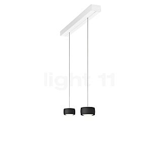 Oligo Grace Lampada a sospensione LED 2 fuochi - regolabile in altezza in modo invisibile rosone bianco - copertura bianco - testa nero