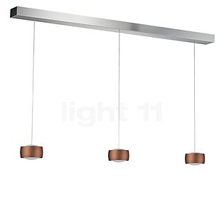 Oligo Grace Pendant Light LED 3 lamps - invisibly height adjustable Lamp Canopy black - cover aluminium - head brown