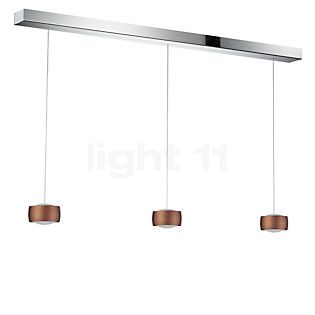 Oligo Grace Pendant Light LED 3 lamps - invisibly height adjustable Lamp Canopy white - cover chrome - head brown