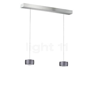 Oligo Grace Suspension LED 2 foyers - réglage en hauteur invisible cache-piton blanc - opercule aluminium - tête gris