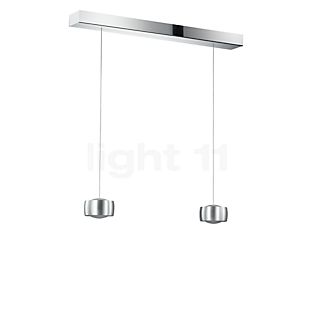 Oligo Grace Suspension LED 2 foyers - réglage en hauteur invisible cache-piton blanc - opercule chrome - tête aluminium
