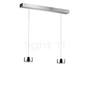 Oligo Grace Suspension LED 2 foyers - réglage en hauteur invisible cache-piton noir - opercule aluminium - tête chrome