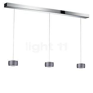 Oligo Grace Suspension LED 3 foyers - réglage en hauteur invisible cache-piton noir - opercule chrome - tête gris
